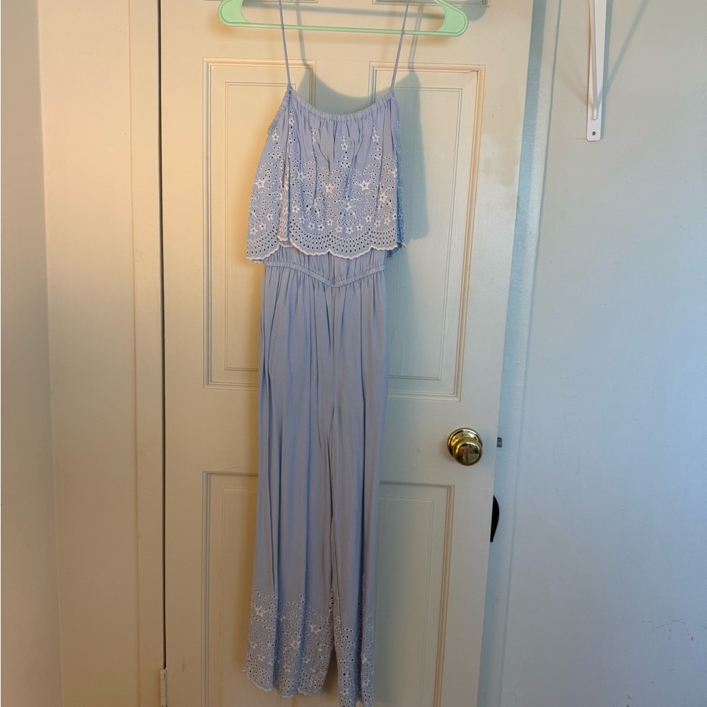 Elegant Light Blue Lace TopShop Jumpsuit